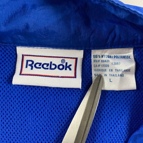 Vintage 90s Reebok Windbreaker Jacket Mens Large XL Full Zip Blue Black Nylon - Picture 6 of 12